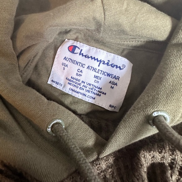 CHAMPION Cargo Olive Brushed Waffle Hoodie - Picture 6 of 8